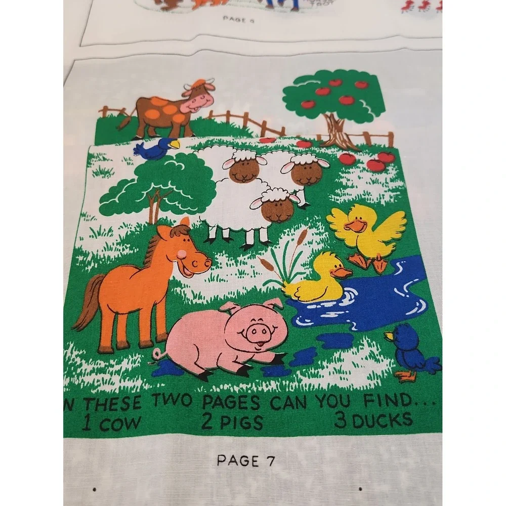 Vtg 1980s Cranston VIP Fabric Panel Teacher's Pets Learning Book Uncut Unwashed